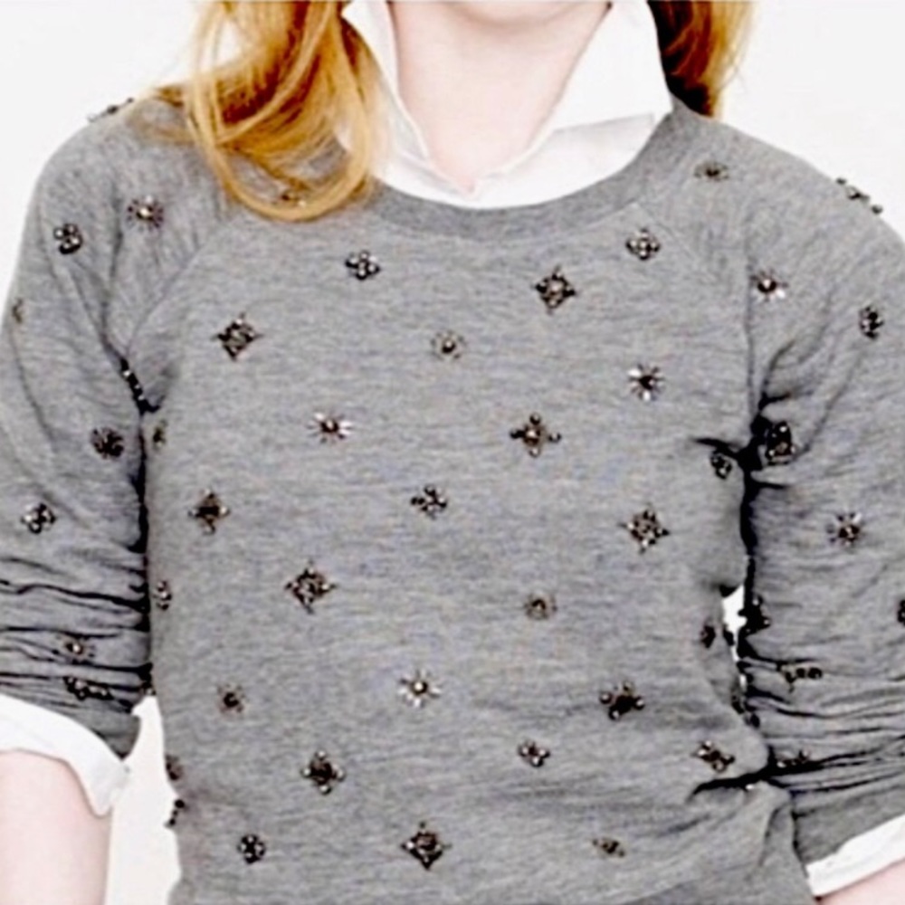 J Crew Sequin Beaded Sweatshirt Medium